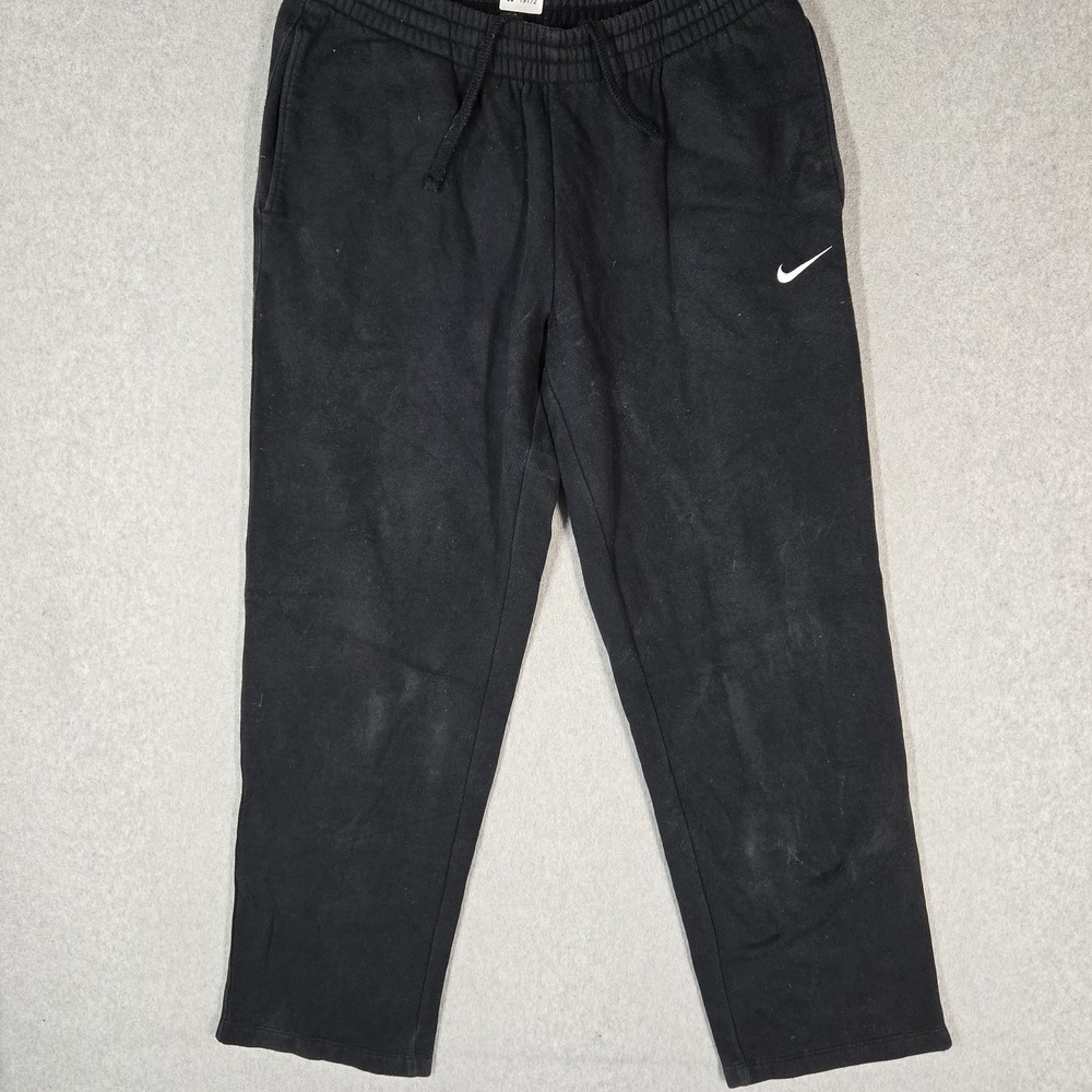 Nike Men Pants L Black Embroidered Sweatpants Club Fleece Jogger Swoosh